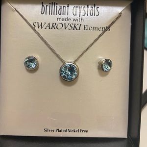 Swarovski Blue Earrings and Necklace Crystal Set